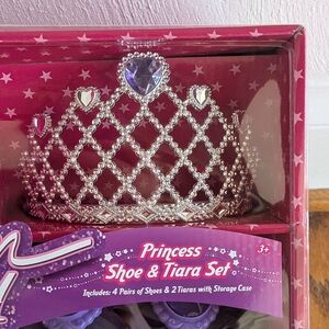 New Dress Up Princess Shoes And Tiaras Four Pairs Of High Heels Two Tiaras